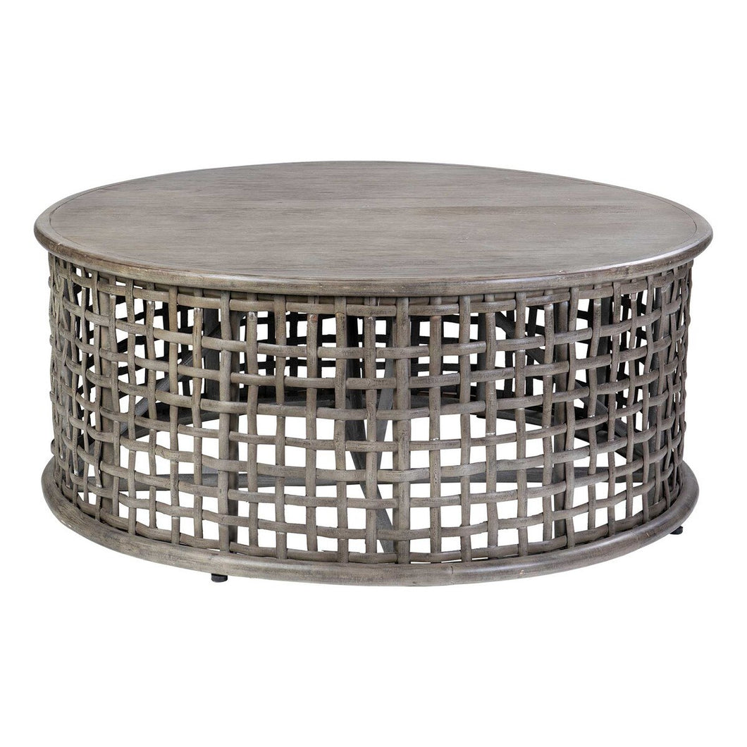 Grey Teak & Rattan Coffee Table