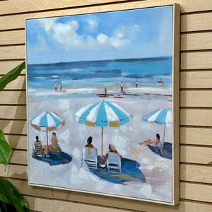 Blue Umbrellas On Beach I