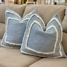 Load image into Gallery viewer, Light Blue/White Sq. Down Pillow
