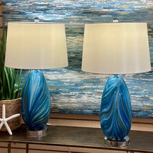 Load image into Gallery viewer, 'Pablo' Blue Art Glass Lamp
