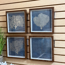 Load image into Gallery viewer, Set/4 Navy &amp; Silver Coral Prints
