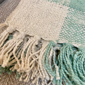 Green & White Cotton Throw