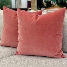 Load image into Gallery viewer, Salmon Velvet Down Designer Pillow
