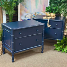 Load image into Gallery viewer, Navy Bamboo Look Nightstand
