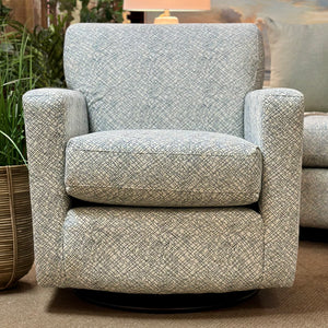 Blue & Ivory Geometric Swivel Glider