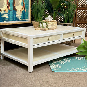 White Cane Coffee Table