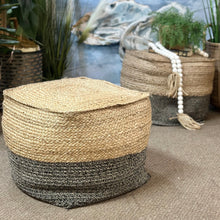 Load image into Gallery viewer, Grey/Jute Pouf
