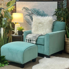 Load image into Gallery viewer, Soft Aqua Chair &amp; Ottoman
