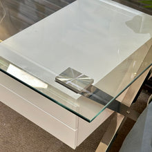 Load image into Gallery viewer, Glass Top Chrome Desk

