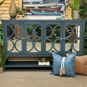 4DR Slate Blue Mirrored Cabinet
