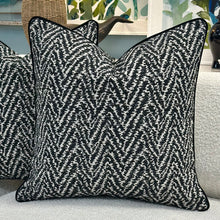 Load image into Gallery viewer, Black ZigZag Down Designer Pillow

