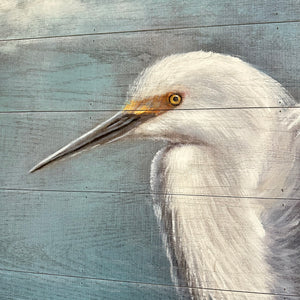 Moody Heron On Wood