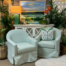 Load image into Gallery viewer, Green &amp; White Striped Swivel Chair
