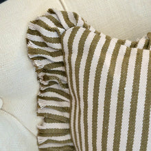 Load image into Gallery viewer, Olive Striped Ruffle Pillow
