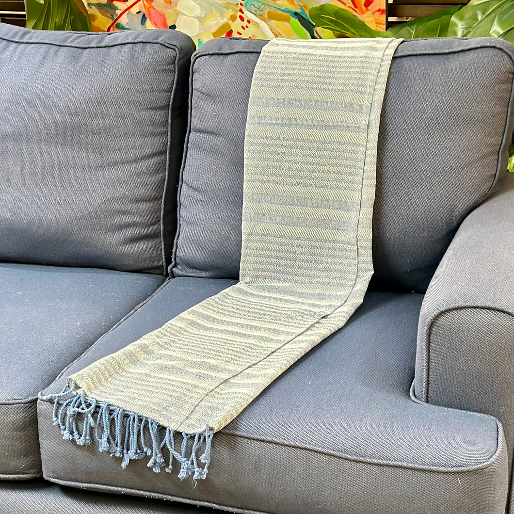 Blue Herringbone Throw