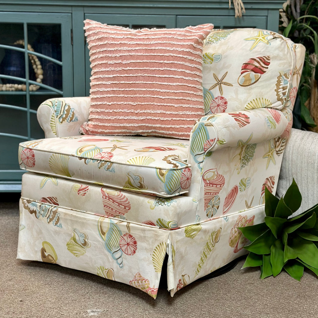 Coastal Print Swivel Glider