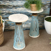 Load image into Gallery viewer, Blue Glass/Marble Drink Table
