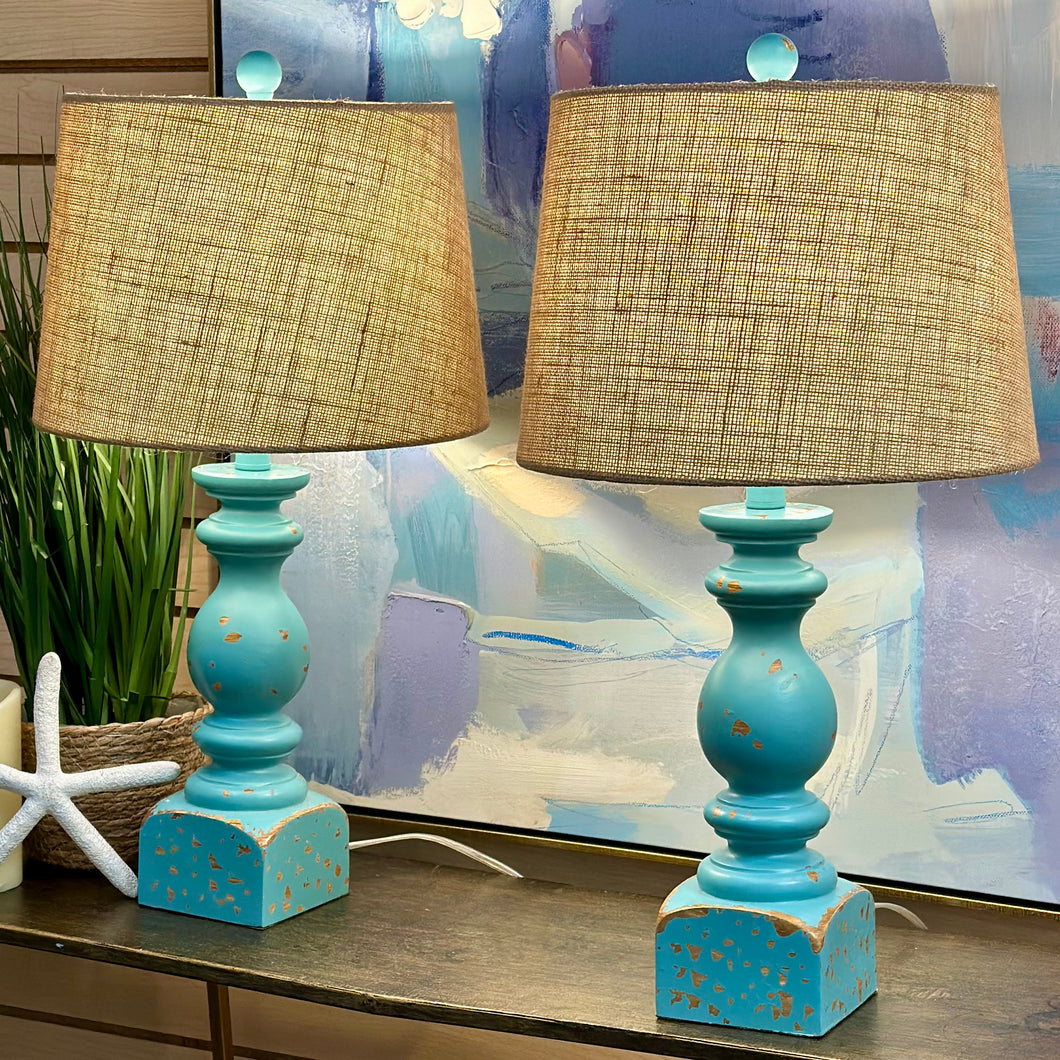 Turquoise Resin Lamp