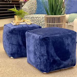 Navy Chenille Pouf