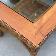Load image into Gallery viewer, Resin Wicker &amp; Wood Side Table
