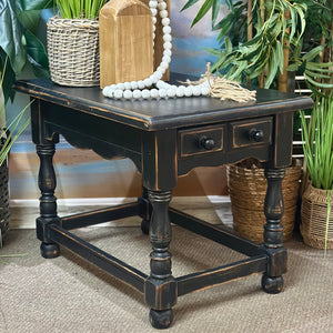 Black Distressed Side Table