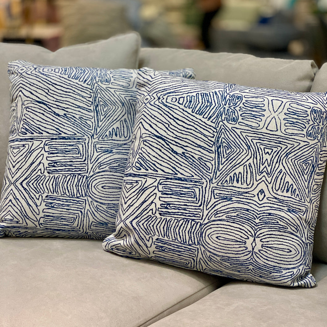 Blue Squiggly Pillow