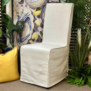 White Slipcovered Dining Chair