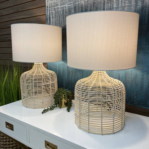 White-Washed Rattan Table Lamp