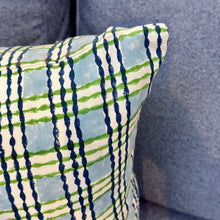 Load image into Gallery viewer, Blue &amp; Green Plaid Designer Pillow
