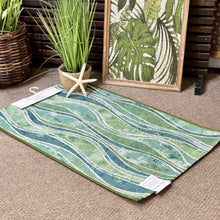 Load image into Gallery viewer, Green Wave Washable Rug
