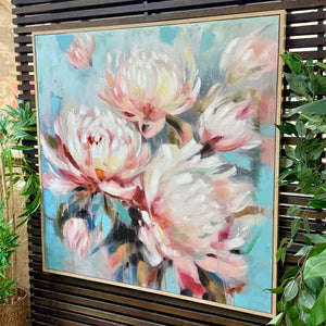 Blush Hand Embellished Floral Art