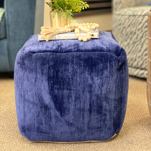 Navy Chenille Pouf