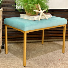 Load image into Gallery viewer, Teal Velvet Ottoman
