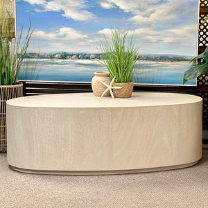 Light Beige Oval Coffee Table