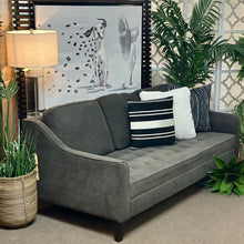 Load image into Gallery viewer, Dk Grey Tufted Sofa
