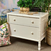 Load image into Gallery viewer, White Bamboo Look Nightstand
