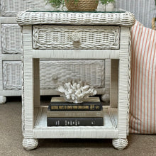 Load image into Gallery viewer, Glass Top Wicker Nightstand
