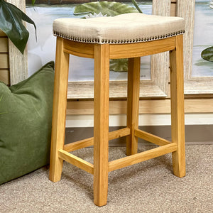 Beige Nailhead Counter Stool