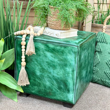 Load image into Gallery viewer, Green Leather Ottoman
