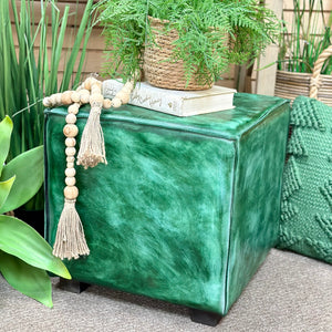 Green Leather Ottoman