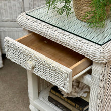 Load image into Gallery viewer, Glass Top Wicker Nightstand
