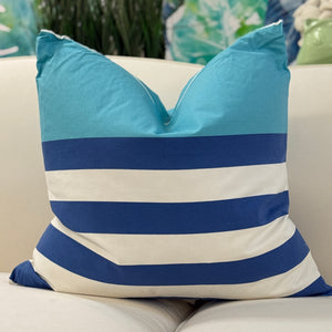 Stripe and Solid Aqua Down Pillow