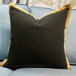 Black Down Pillow Jute Trim