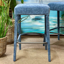 Load image into Gallery viewer, Blue Upholstered Counter Stool
