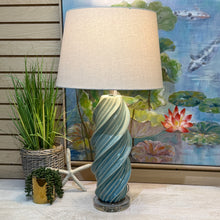 Load image into Gallery viewer, Aqua Swirl Ceramic Lamp
