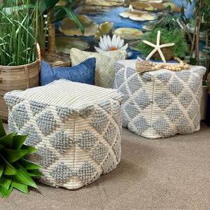 Blue-Grey/Ivory Pouf