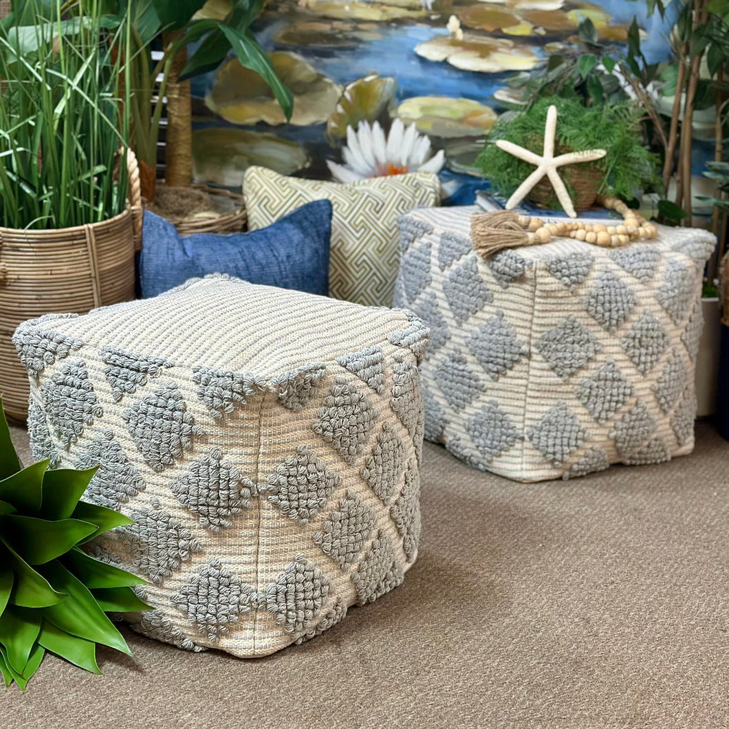 Blue-Grey/Ivory Pouf