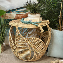 Load image into Gallery viewer, Seagrass Side Table w/Leaf Detail
