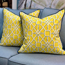 Load image into Gallery viewer, Yellow Trellis Down Pillow
