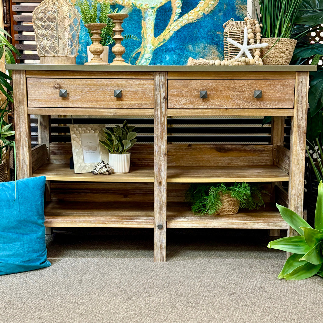 Wooden Console w/ Slate grey Top